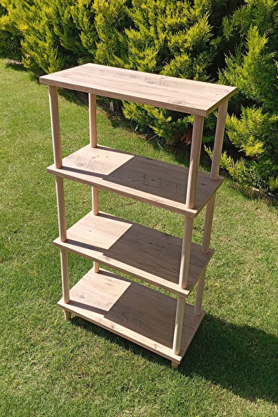 HCAtölye Ahşap Atölyesi Dekoratif 4 Raflı Ahşap Ayaklı Kitaplık Ayakkabılık m...