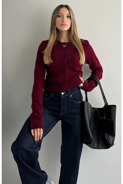 Butik La Lilyum, Relaxed Fit Basic Silk Cardigan for Women - Soft and Fashionable, Lightweight Knitwear Design