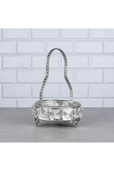 Hinora Stone Mirrored Round Presentation Holder Basket 12X12X17Cm Mini Size