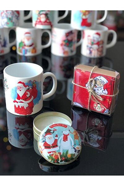 Masalsı Concept تحت عنوان العام الجديد - صندوق معدني مطبوع للعام الجديد، مزيج من الشموع والجوارب