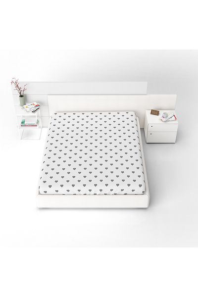 yok yok evim eve dair her şey Gray Heart Single Elastic Bed Sheet