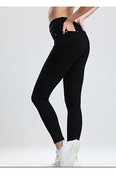 Fü Me Style Fü&Me Style Kadın Siyah Toparlayıcı Likralı Çelik Örgü Tayt Pantolon