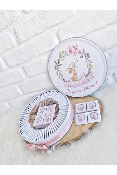 Angel Gift Chocolate 100 Adet Isme Özel Tavşan Temalı Hediyelik Kız Bebek Doğ...