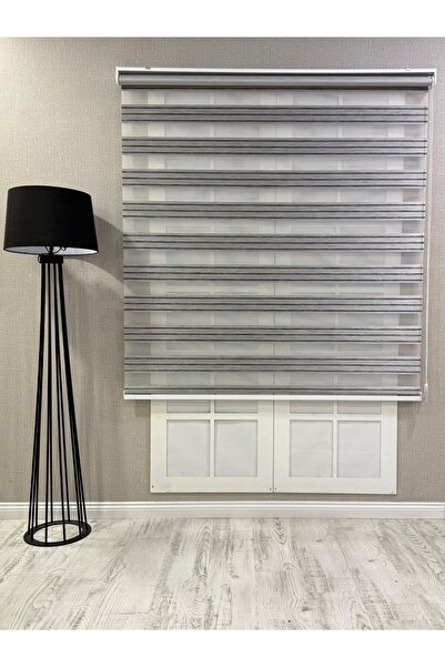 mep mekanik Zebra Stor Perde Dar Plise Güneşlik Antrasit Gri Çizgili