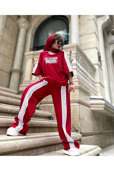 npLStore Set de două tricouri pentru damă, cu dungi în față, cu imprimeu