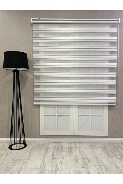 mep mekanik Zebra Stor Perde Dar Plise Güneşlik Beyaz Gri Çizgili