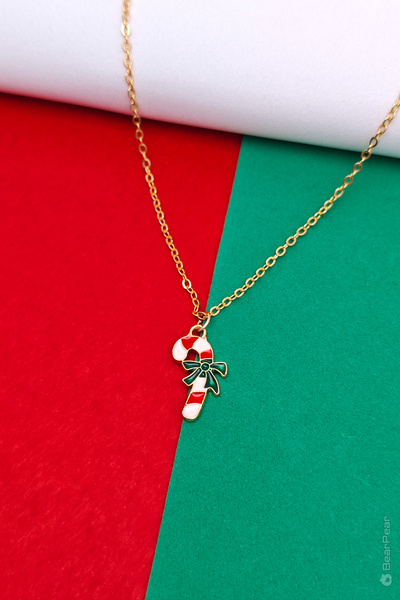 BP Tattoo Yeni Yıl Kolyesi Baston Şeker Charmlı Kadın Kolye