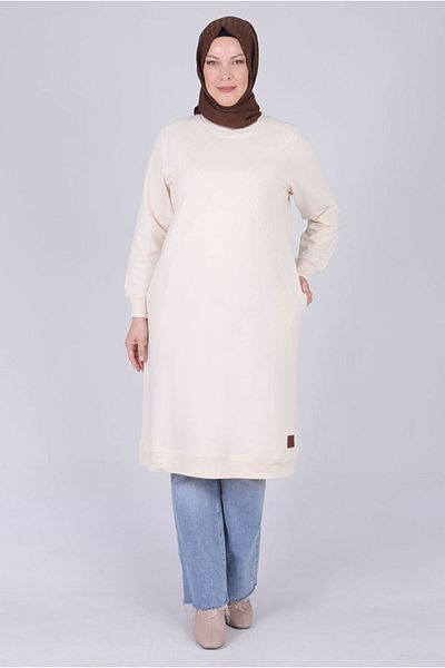 Moda Rosa 25K2049 - Vanilla - Plus Size Hijab Basic Two Thread Tunic