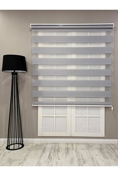 mep mekanik Donatti Zebra Stor Geniş Plise Güneşlik Perde Açık Gri