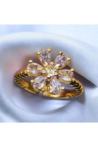 Florencia Flower Figured Zircon Stone Adjustable Ring