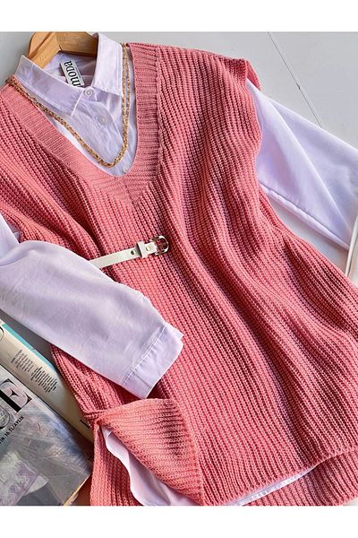 moda mh V-Neck Knitwear Thessaloniki Sweater - 65 cm Front Length, 70 cm Back Length, 50 cm Width