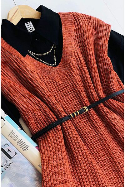 moda mh V-Neck Knitwear Thessaloniki Sweater - 65 cm Front Length, 70 cm Back Length, 50 cm Width