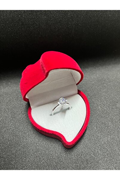 Sepetten Eve Kalpli Kutuda Işıltılı tektaş yüzük Ayarlanabilir Sevgiliye hedi...