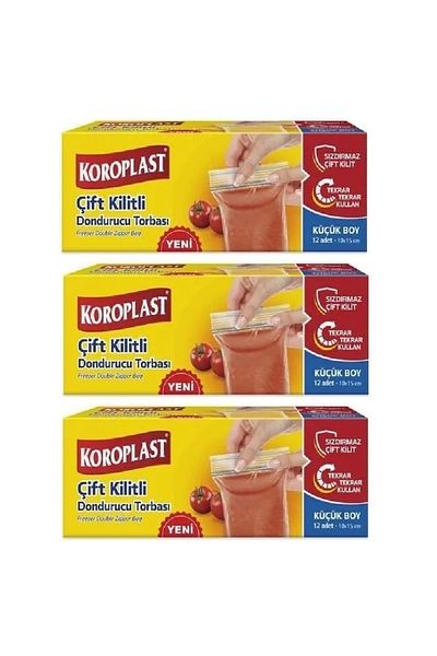 Koroplast Double Lock Freezer Bag Small Size 10 X 15 cm 12 Li X 3 Pieces
