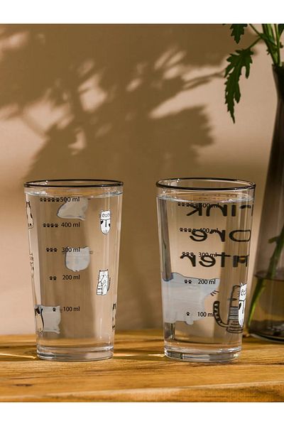 LC Waikiki Black Animal Printed Glass Glass 2 Pack 570 ml