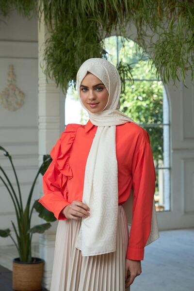 İpekhan Silky Jacquard Summer Sparkle Collection - Σάλι Ανοιχτή Κρέμα 9013-14