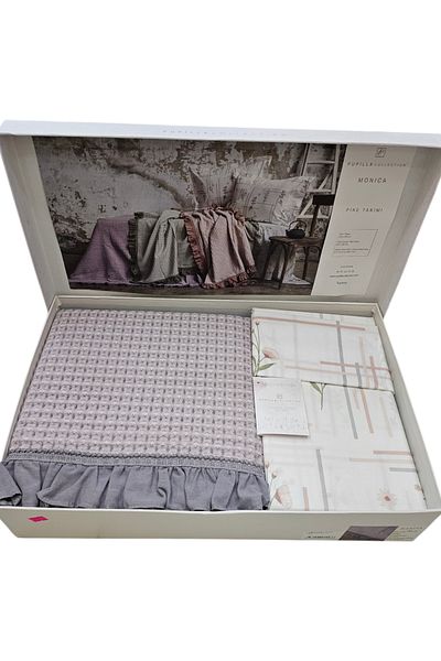 KÜBRAHOME'S Monica Cotton 4 Piece Printed Pique Set - Purple