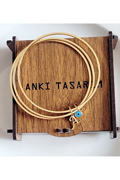 Ankı Kadın 316 L Paslanmaz Çelik Anti Alerjenik 3'lü Çelik Ajda Bilezik 22 Cm...