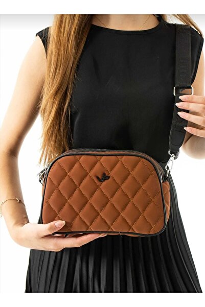 VİCTORİA POLO Tan Women's Shoulder Bag with 5 Compartments - Vic2117Tm