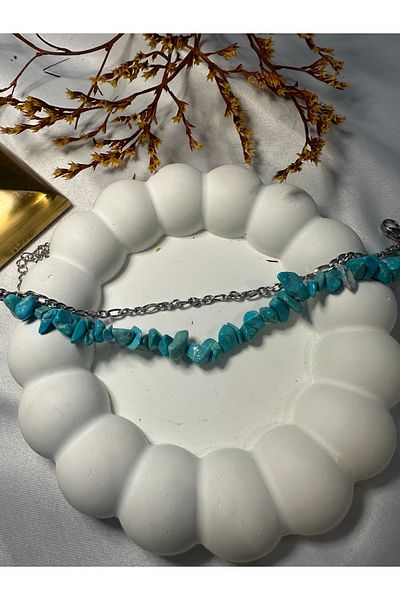 sorella Turquoise Natural Stone Steel Anklet