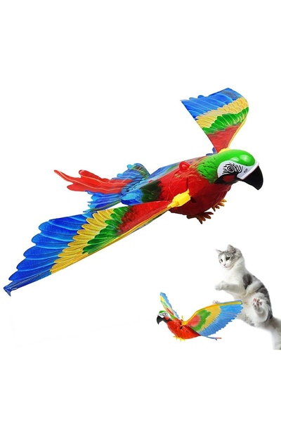CEYLAN ADAM لعبة قطط الببغاء الطائر، لعبة قطط تفاعلية قابلة للتثبيت مع صوت وض...