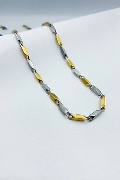 Store Gold and Silver Color Chain Detail Steel Necklace