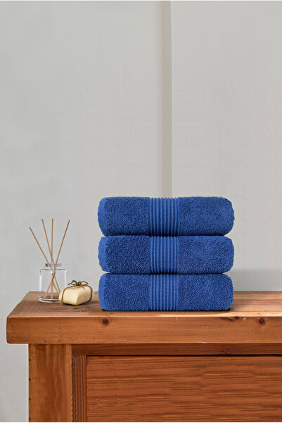 Ellaline Набір з 3 рушників для рук і обличчя 100% бавовна Сертифікований рушник для голови | Кухня | Весільний набір 50x90 см Синій