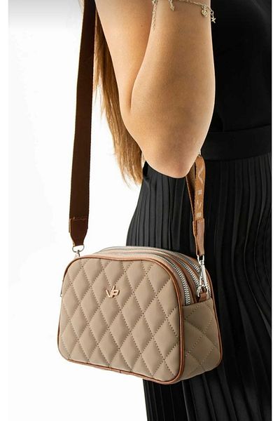 VİCTORİA POLO Geantă de umăr și crossbody cu 4 compartimente din piele moale Kopitone de nisip