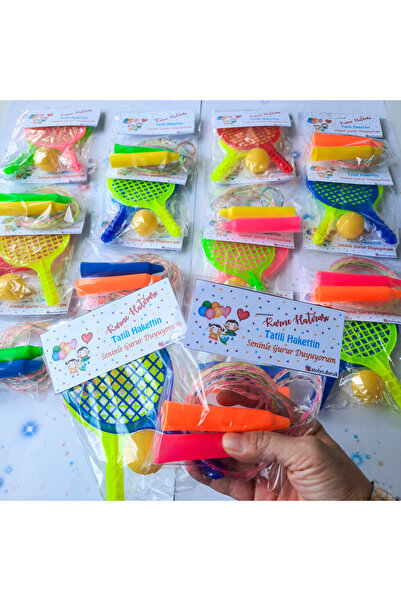 Atolye Doruk 6 PAKET (TOPLAM) Karne Hediyelik Atlama İpi-Plastik Tenis Raketi-Yarıyıl Hediyesi-Kreş-Okul Öğrenci