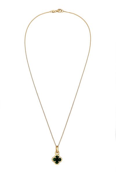 ELLI Kette Elli Kette Damen Kleeblatt Anhänger Emaille weiß 925 Sterling Silber vergoldet Gold 45
