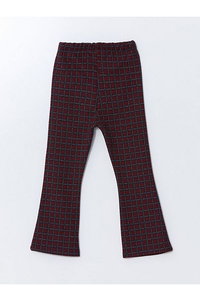 LC Waikiki Lcw Kids Red Elastic Waist Plaid Girls' Leggings