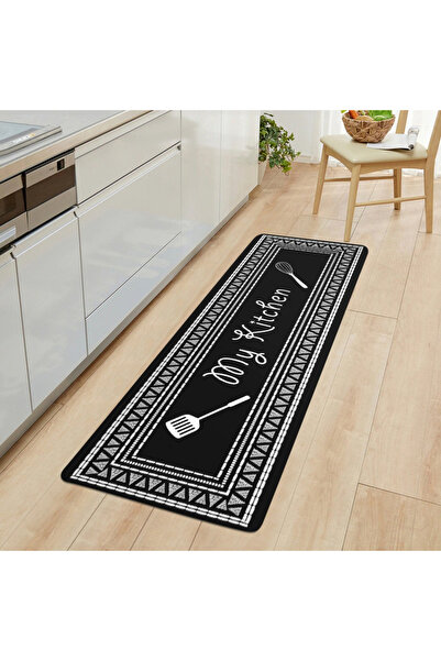 Aden Kaymaz Taban Dijital Baskı Mutfak Halısı, Antibakteriyel Yıkanabilir Mut...