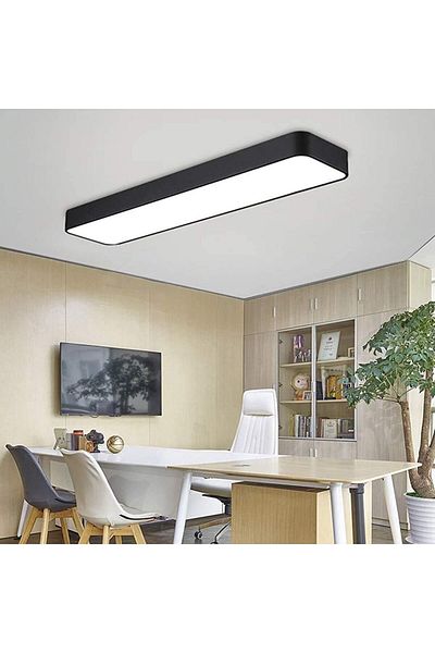 voxlamp lighting solutions Black Qadratic Led Plafonier - H:10, 120*30 cm Oval Angle Daylight