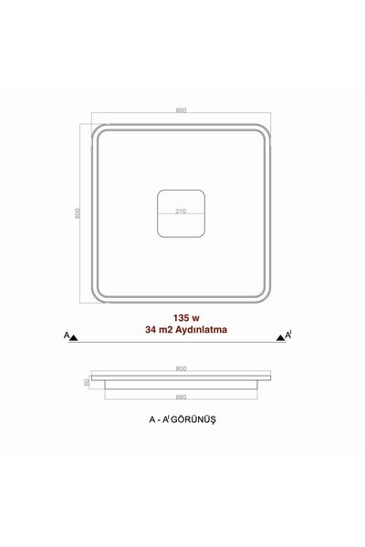 voxlamp lighting solutions Samsung Ledli Tavan Tipi Plafonier Orta Işıklı Led Avize 80x80cm