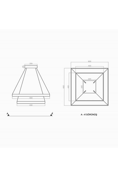 voxlamp lighting solutions Giulia 60*45 cm 76 Watt Black Led Chandelier Pendant Lamp - Sharp Corner