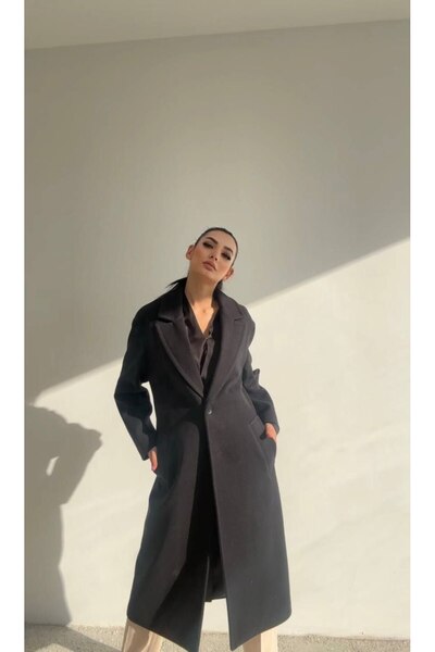 Swass Oversize Düğmeli Astarlı Cepli Kısa Kaban