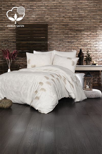 Nazik Home Belissa Embroidered Cotton Satin Duvet Cover Set