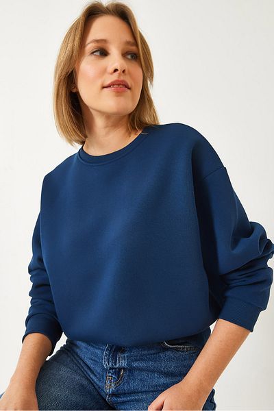 Bianco Lucci Crew Neck Women's Sweatshirt - Hooded Basic Model 60251640