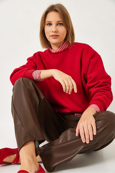 Bianco Lucci Damen-Sweatshirt mit Rundhalsausschnitt – Raster-Basic-Modell 60251640
