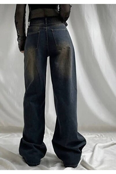 Stronger Μαύρος καφές που πλένεται ντεγκραντέ μοτίβο Streetwear φαρδύ παντελόνι