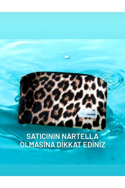 nartella Leopard Patterned Makeup Handle Bag Average Size
