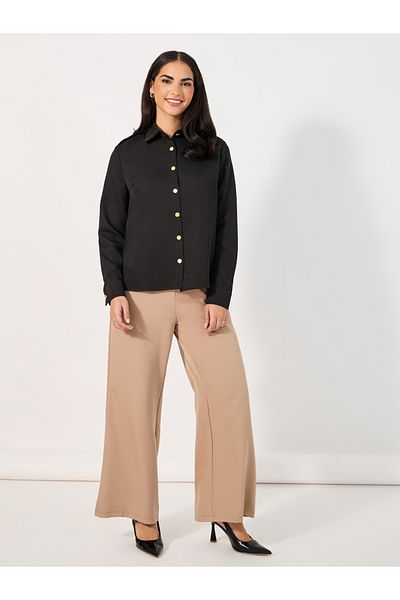 Styli Loose Fit Utility Shirt with Matte Golden Buttons