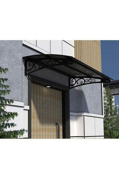 Şentürk Metal Taşıyıcılı Kapı Üstü Pratik Sundurma Siyah - Siyah Levha 300 x 100 Md2