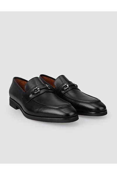 Cabani 100% Genuine Leather Black Buckle Men's Classic Shoes