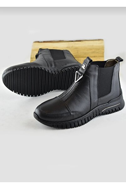 Özkan Ayakkabı SİYAH TAM ORTOPEDİK HAKİKİ DERİ KIŞLIK ANNE KADIN BOT