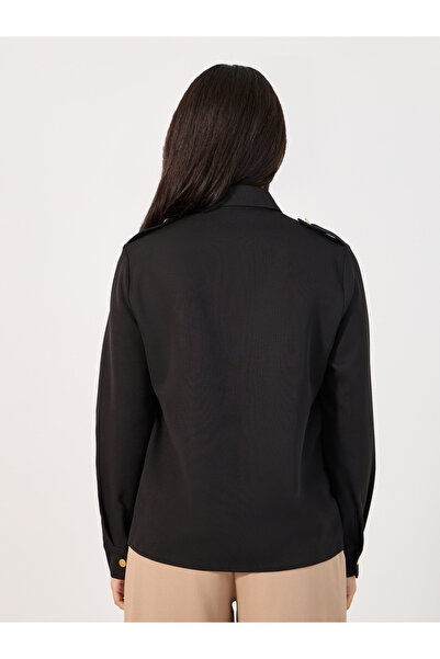 Styli Loose Fit Utility Shirt with Matte Golden Buttons