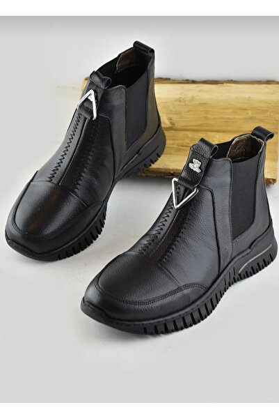 Özkan Ayakkabı SİYAH TAM ORTOPEDİK HAKİKİ DERİ KIŞLIK ANNE KADIN BOT