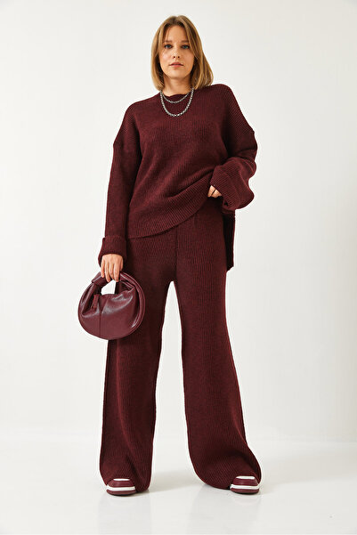 Bianco Lucci Women's Raised Sleeve Detailed Knitwear Bottom Top Set 9017 60261165