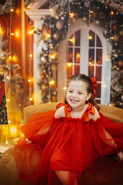 Tinypeople Kız çocuk yılbaşı elbisesi kormızı çocuk abiye tüllü abiye tütü abiye
