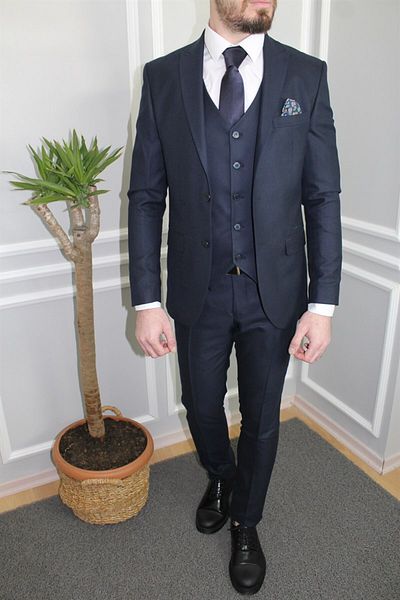 AGUSTİNİ Agustini - Dark Navy Blue,SlimFit Suit with Vest